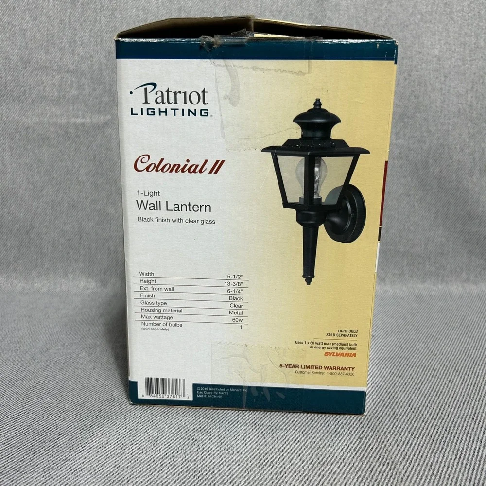 Patriot Lighting Colonial II Outdoor Wall Lantern Black Clear Glass 356-4031